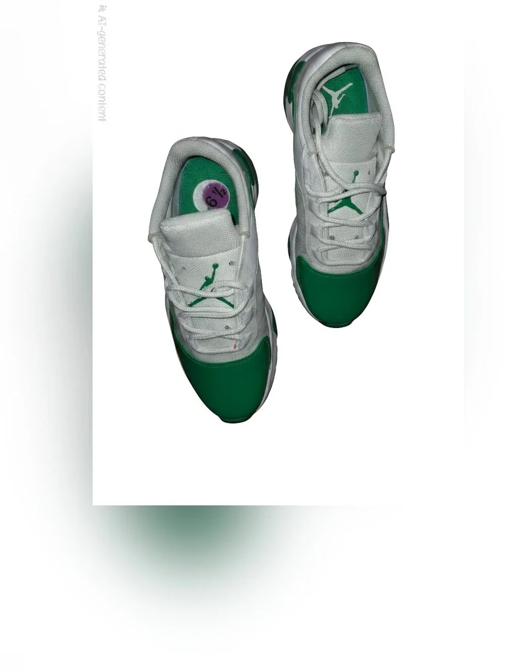Nike Kids White and Green Low-Top Sneakers